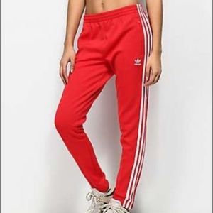 Adidas 3 Stripe Superstar Red Track Pants